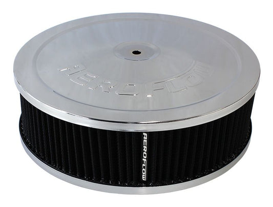 AF2851-1120 - Chrome Air Filter Assembly 9" x 2-3/4", 5-1/8" neck, black washable cotton element